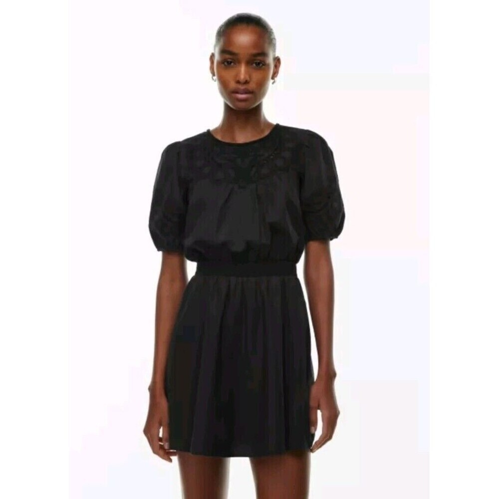 Aritzia Littleโ Moon Black Puff Sleeve Mini Dress XS